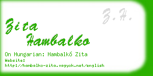 zita hambalko business card