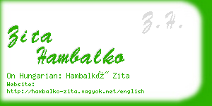 zita hambalko business card